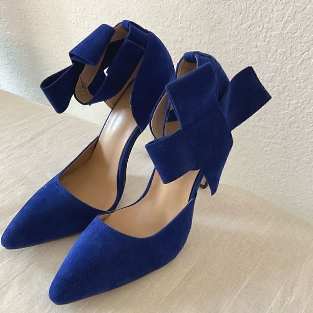 Blue Suede Bow Stiletto Heels Barbie